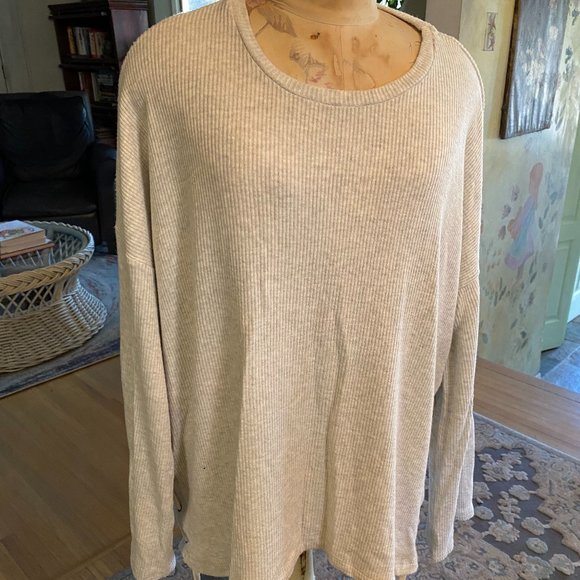 Women's Velvet Oatmeal Ribbed Bell Sleeve Top - Picture 1 of 5